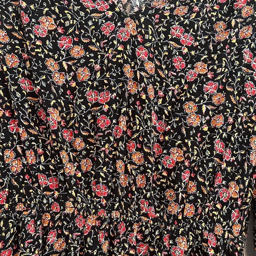 Old Navy Black and Pink Floral Long Sleeve Dress - Picture 2 of 4